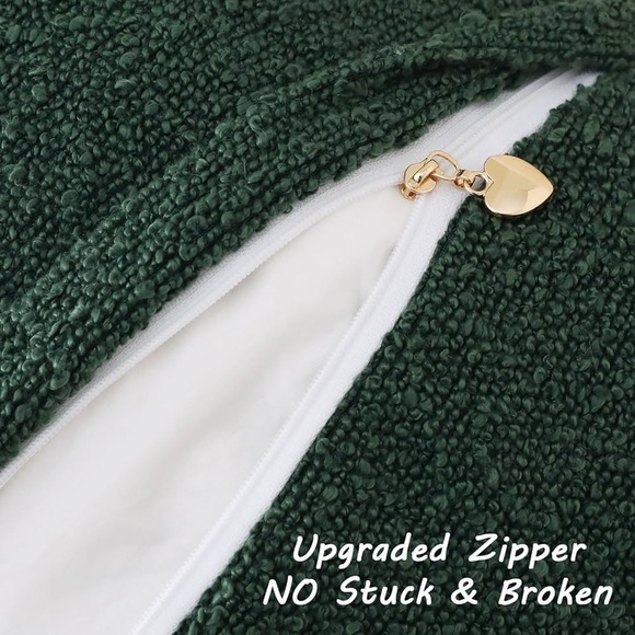 FUTEI Pack of 2 Dark Green Boucle Accent Decorative Throw Pillow Covers,16x16” - Picture 5 of 11